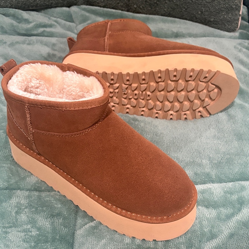 Cozy Brown Ankle Booties-only worn once